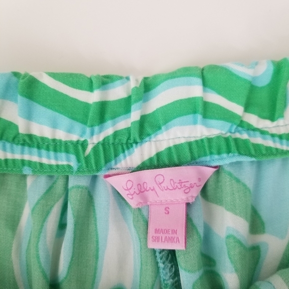 Lilly Pulitzer Cambridge Palazzo Wide Leg Pants Green Groovy Print Size S Y2K - Picture 10 of 12